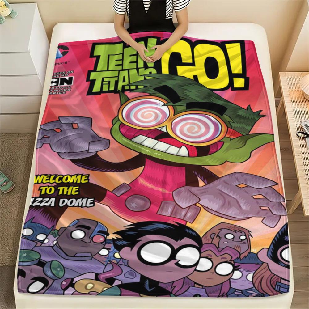 1PC Teen Titans Print FlAannel Blanket, High quality Comfortable for All Seasons, Home Decor, Warmth and Comfort