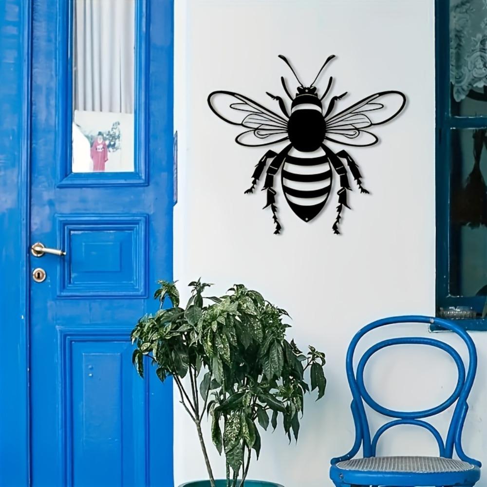 Metal Wall Art Bee, Iron Outdoor Sculpture, Garden Balcony Living Room Indoor Home Decor
