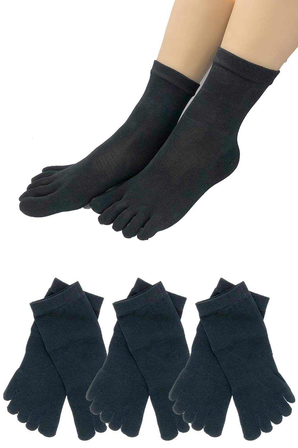 

Аутентичные женские носки с пятью пальцами, сделанные из шелка, 3 размера, Япония, хлопок, гладкие, носки генерального директора, защита от жары, антибактериальные, дышащие, дезодорирующие, чёрный