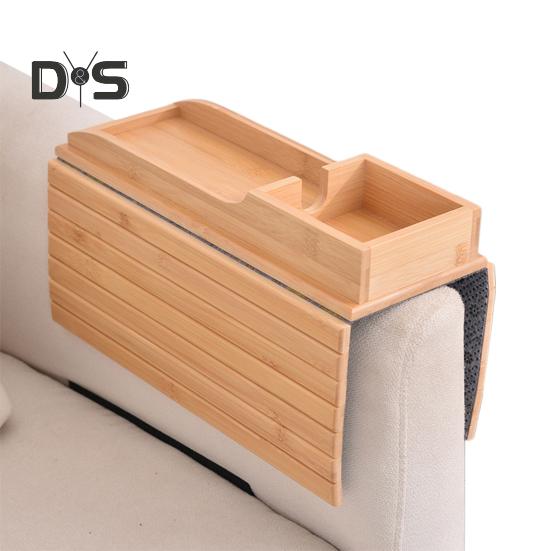 Bambusová pohovka Podložka pod loketní opěrku s držákem na šálek Protiskluzová podložka s organizérem pohovky Skládací pohovka Caddy Stolek na nápoje Dálkové ovládání telefonu