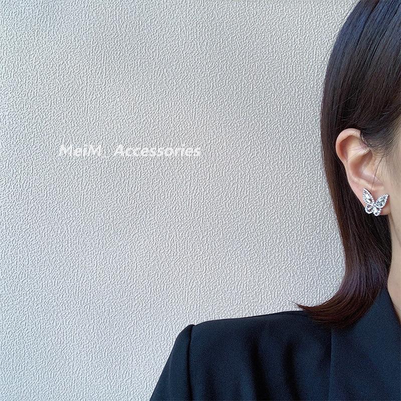 Blingbling super flash volle Diamanten dreidimensionales Schmetterlingsmuster Ohrstecker Trend-Ohrringe