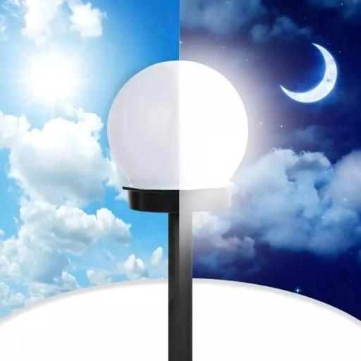 Lampa Solarna Ogrodowa Mocna Biała Kula Led Duża Xxl 2 Sztuki