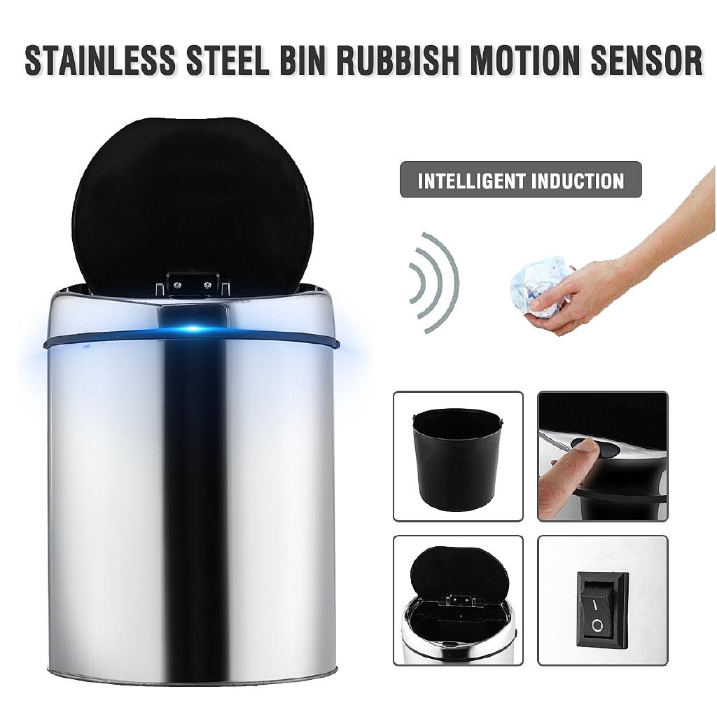 Automatic Stainless Steel Touchless Trash Recycle Motion Sensor Waste Bins Kitchen Trash Electronic Dustbin USB Charge