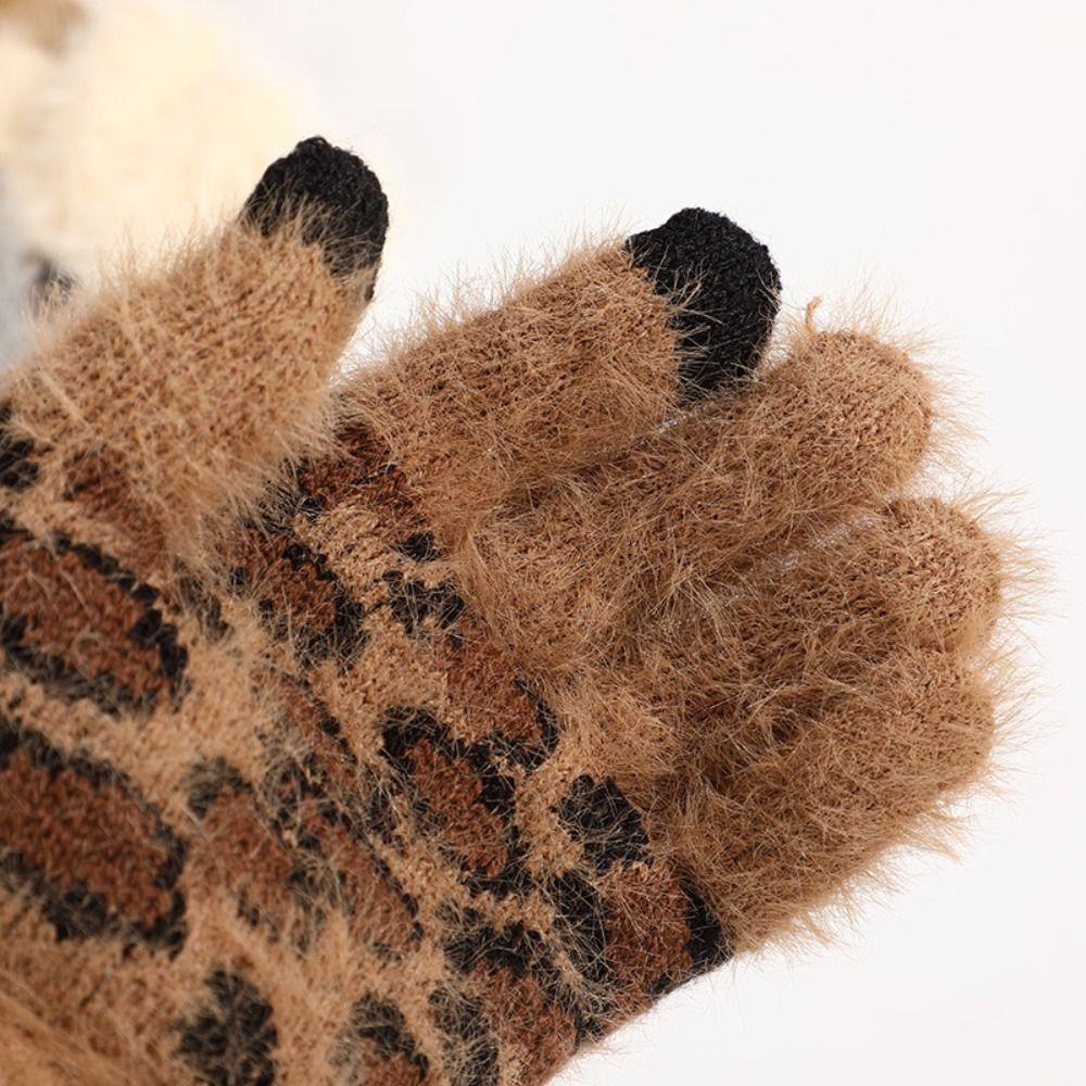 Touchscreen Warme Handschuhe Leopardenmuster Studentenhandschuhe Warme Skihandschuhe Outdoor Radfahren