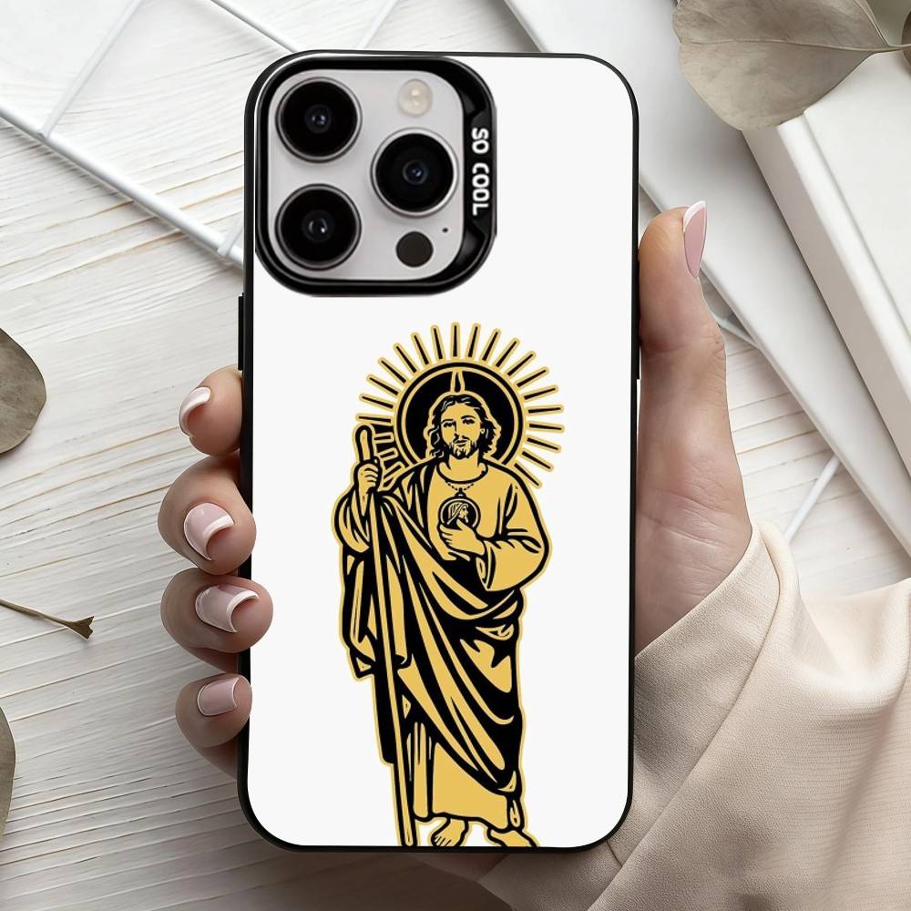 S-San-N J-Judas T-Tadeo-O ART Phone Case For iPhone17,16,15,14,13,12,11 Plus,Pro Max Black Candy Silver Plated Cover