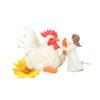 White Rooster Stunning And Girl Resin Figurine For Rustic Charm In Home Decor