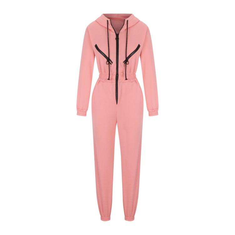 Women Autumn Winter Solid Color Hooded Bodysuit Top with Wide Leg Pants Loose Long Sleeve O Neck Hoodies Suit