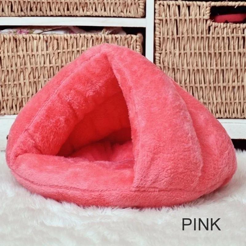 

For Cat And Dog Triangle Pet Nest Winter Thickened And Warm Pet Mat Mongolian Yurt Fury Half Closed Sleeping Bag Pet Rest Suppli S рожевий