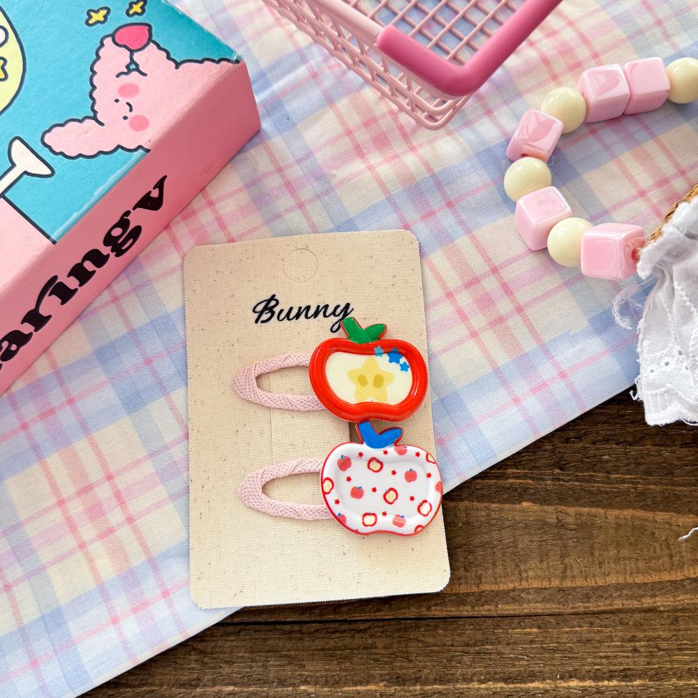 2pcs Korean New Resin Apple BB Clip Is Cute Funny Children Hair Band Headwear Girls Kids Hair Accessories