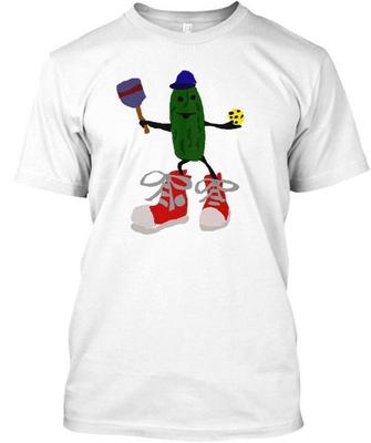 Funny Pickle With Pickleball Paddle Premium T-Shirt Made In USA Size S To 5XL
