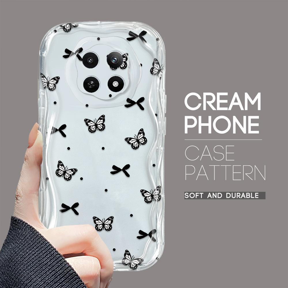 Cartoon Pattern Cream Texture Casing Wavy Edge Soft Silicone Cover Phone Case for OPPO Reno Realme OnePlus Vivo