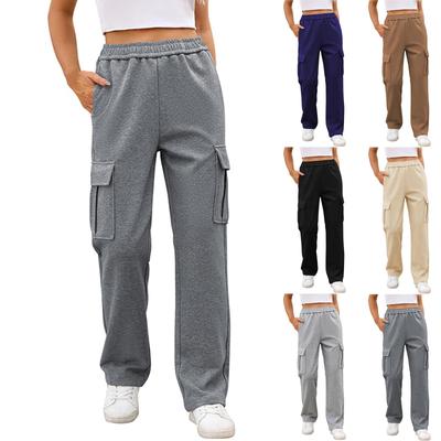 Women's Fashion Casual High Waist Trousers Workwear Pocket Sports Sweatpants