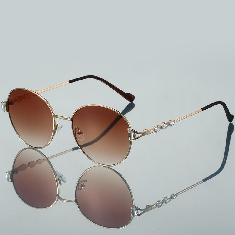 Vintage Kulaté Sluneční brýle s kamínky Dámské Nová móda Gradientní Sluneční brýle Trendy Sladký Design Ležérní Odstíny