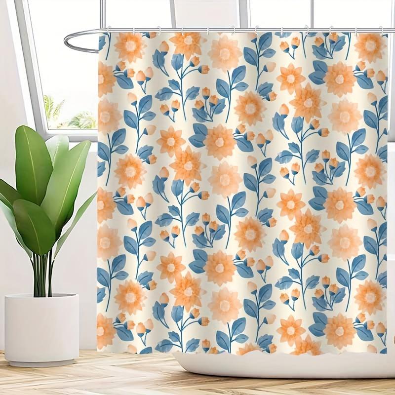 1 Stück Duschvorhang mit Aquarell-Blumenmuster, Polyesterstoff, maschinenwaschbar, geeignet für Badezimmerdekoration