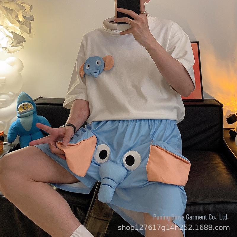 

«Летняя мультяшная парная пижама»: Милый слон для дам и сопливая свинья для мужчин XXXL (80-95 kg)