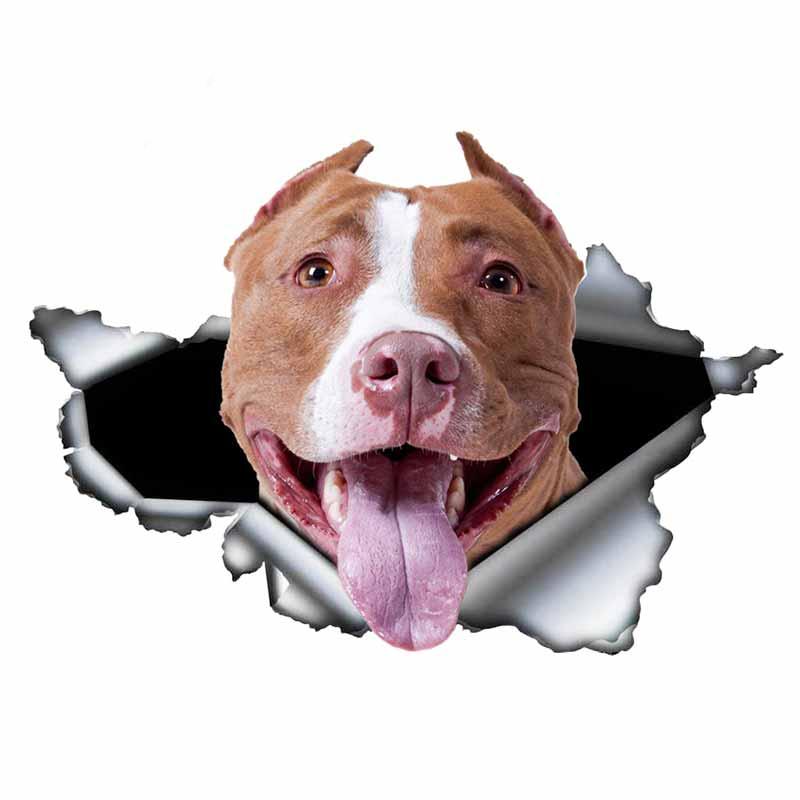 Aufkleber Blauer Pitbull Autoaufkleber Kreativer Zerrissener Metallaufkleber Wasserdichtes Autostyling Haustier Autodekoration