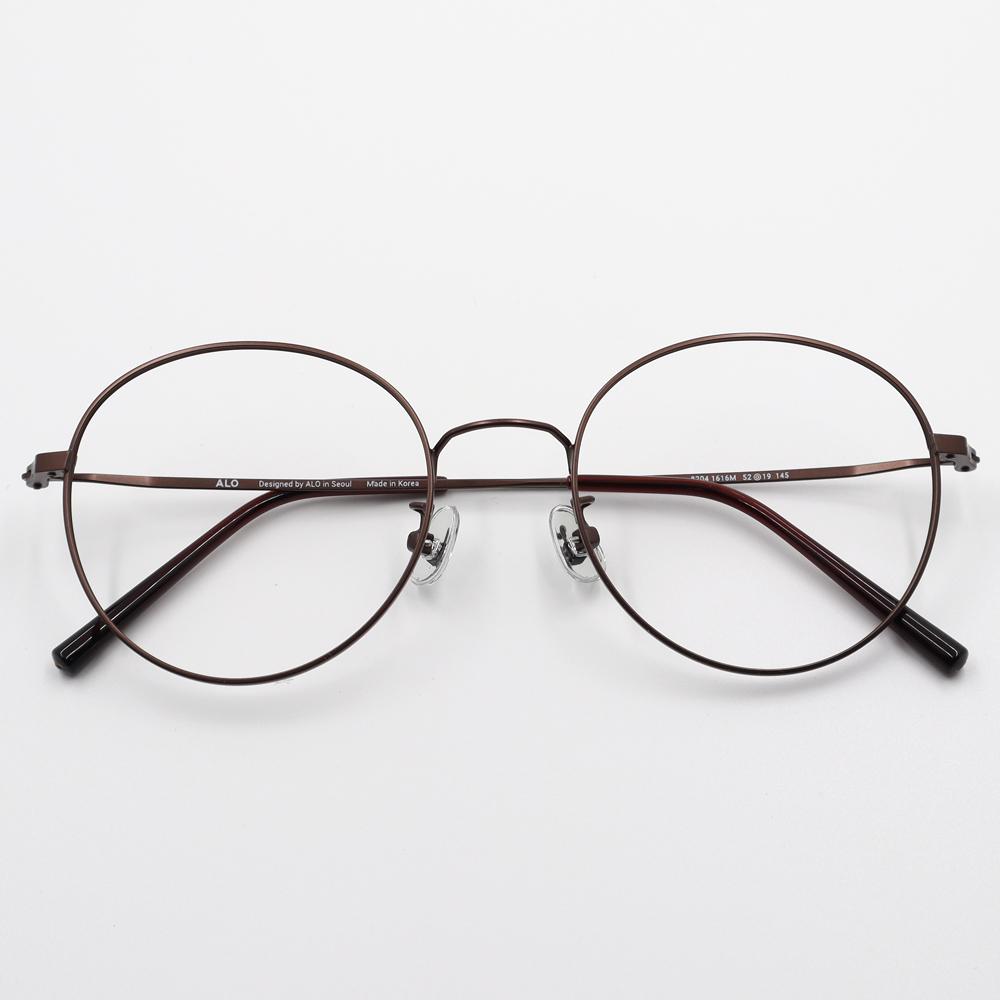 Alloaiweeo [Alo Basic] Al8204 1616M Semi-Oversized Round Brown Metal Glasses