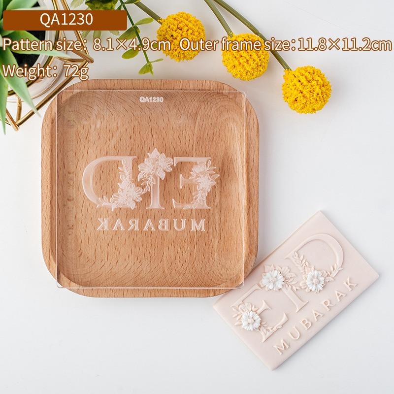 Islamic Ramadan Acrylic Fondant Embossing Stamp Press Eid Mubarak Cookie Cutters Party Pastry Biscuit Baking Decoration Supplies