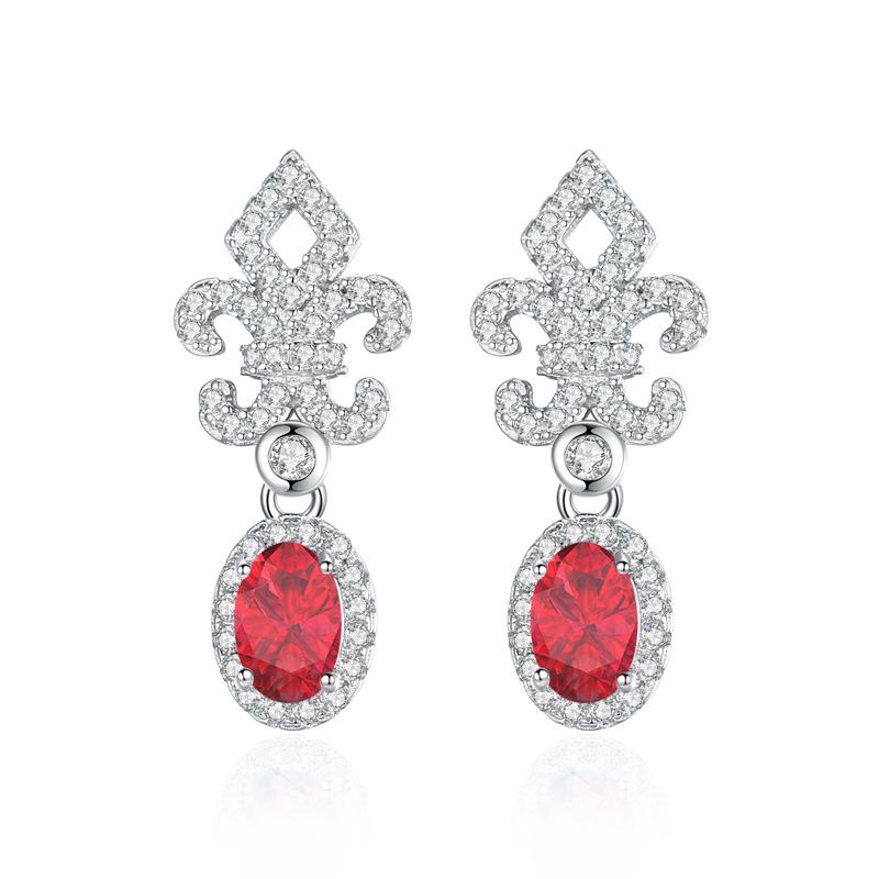 S925 Silver Earrings, Natural Garnet/Topaz Crystal Studs, Elegant Jewelry for Women