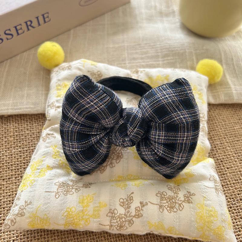 

Velvet Floral Hair Tie: Cute Korean-Style Bow with Plaid for Kids