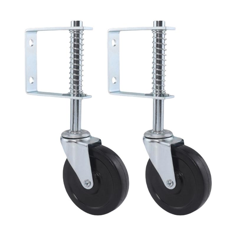 Pack of 2 Portable Sturdy Swivels Castors Wheel Accessory for Wood Gate and Fence Spring Loaded Designs Daily Use