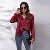 Satijnen Blouse Voor Dames Met Lange Mouwen En Knoopsluiting Voor Kantoor