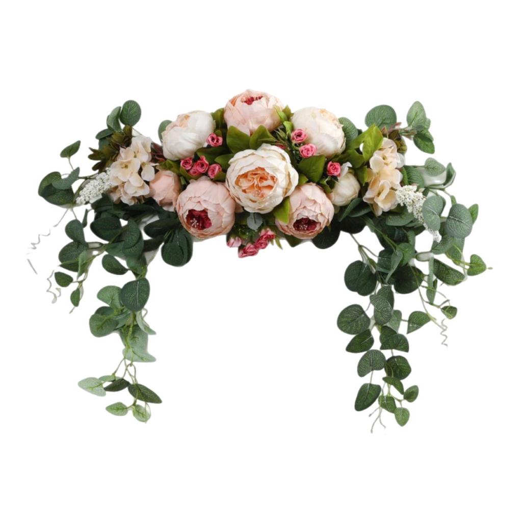 Wedding of flowers decor a rustic artificial flower with green leaves for the