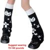 Reversible Knitted Long Tube Leg Warmers with Cute Cats Pattern for Women Punk Grunge Flared Boot Covers Footless Socks