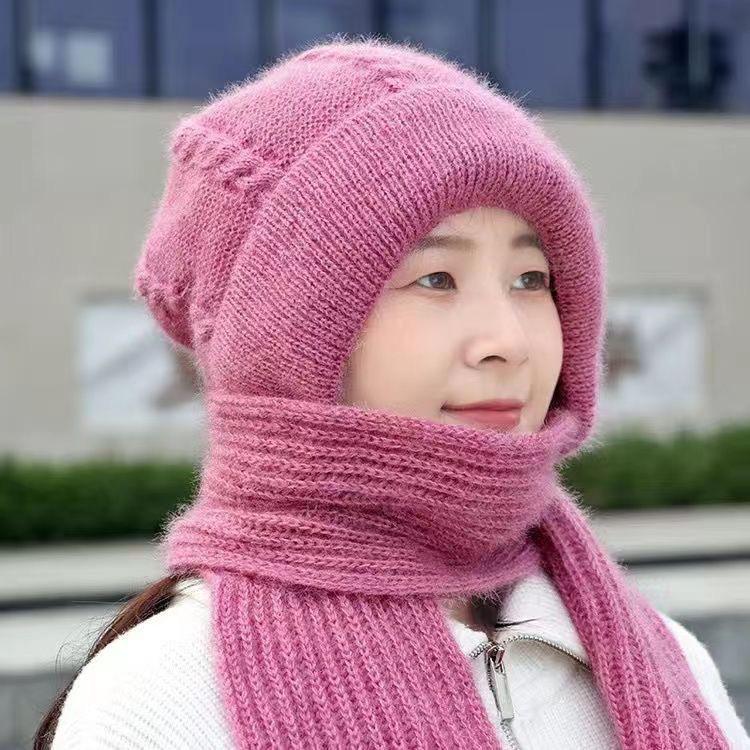 Women's Winter Fleece-Lined Hat & Scarf Combo: Thick, Warm, Windproof & Snowproof