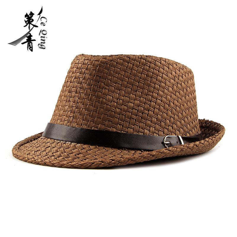 Jazz hat fashionable simple sun hat women's summer sun protection breathable straw hat top hat men's straw hat