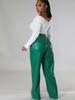 New Autumn Winter PU Women's Wide Leg Pocket Casual Leather Pants