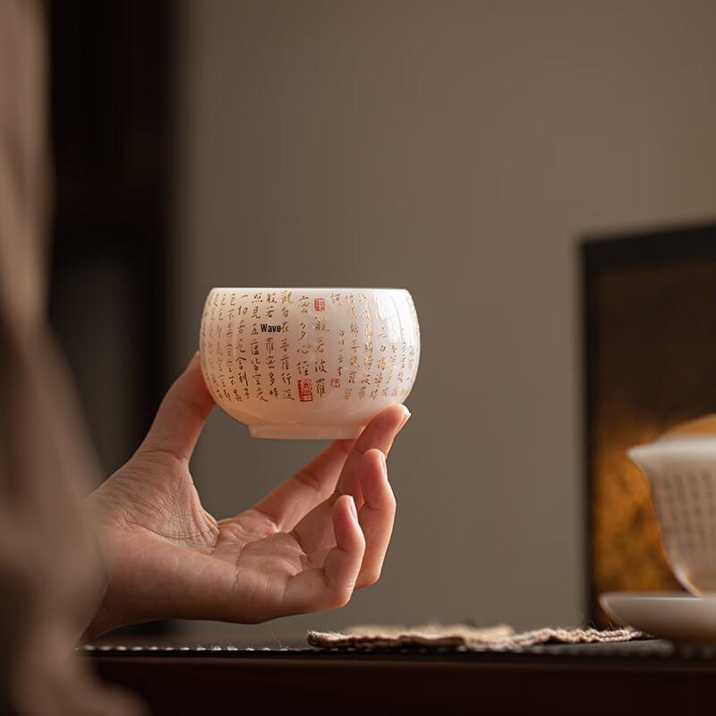 Su-Style Ceramic Ice-Jade Heart Sutra Meditation Tea Cup