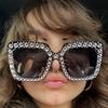 Occhiali da Sole Cristallo Diamante Retrò Occhiali da Sole Quadrati Grandi Oversize Unisex Moda Europea Americana Occhiali Occhiali con Strass