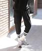 Jikeulib Warm Fleece-Lined String Elastic Pocket Cargo Contrast Hem Long Sock Jogger Pants
