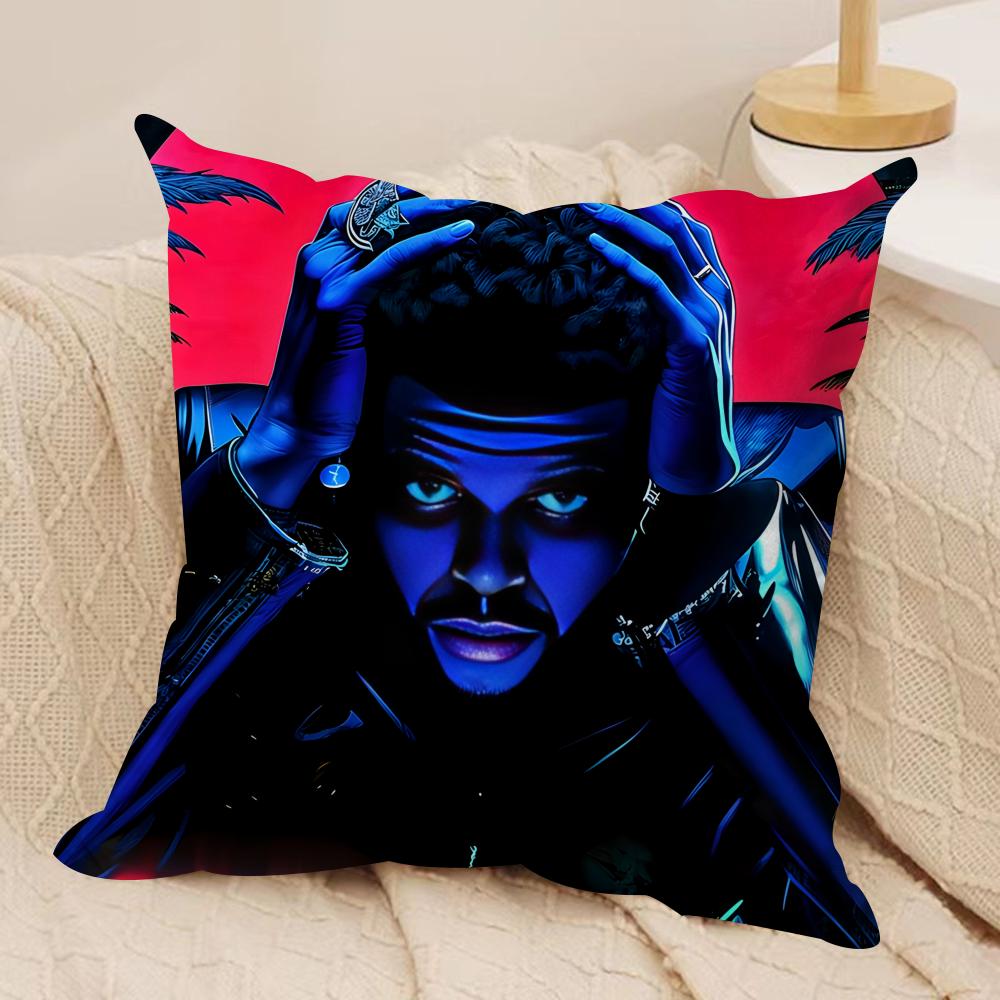 Rapper The WWeeknd Cushion Cover Silky Short Plush Invisible Zipper Dustproof Sofa Pillow Case For Home Decor