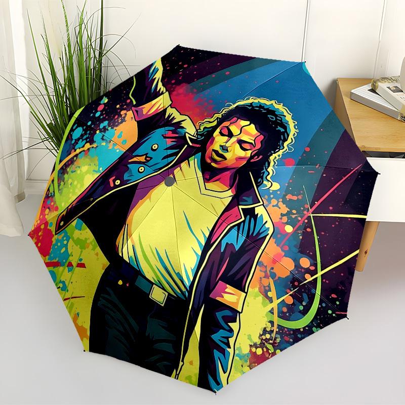 1pc Michael Jackson Dance Icon Automatic Folding Umbrella, Portable Collapsible Design, Casual Outdoor Accessory L1127120