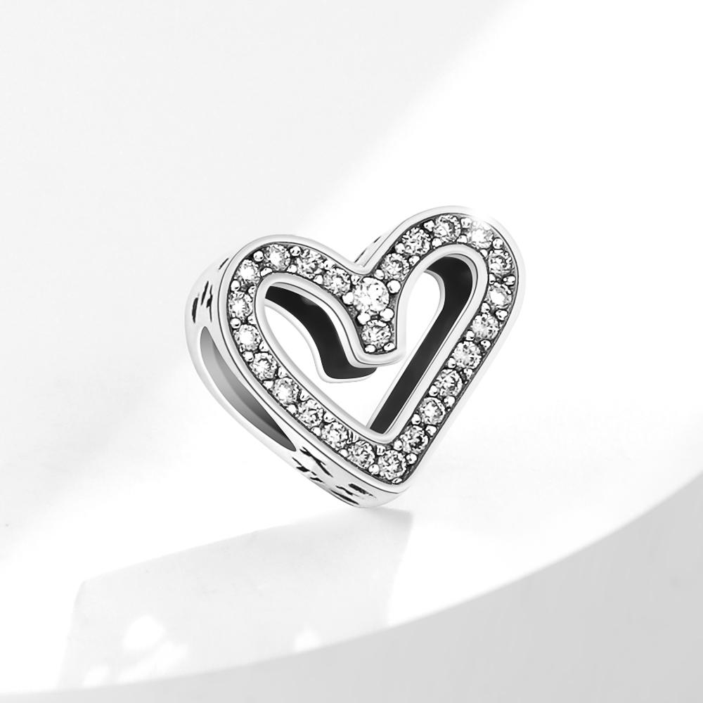 Beautiful 925 Silver Purple Hollowed-out Heart-shaped Beads Charms Fit Charm Silver 925 Original Bracelet Jewelry
