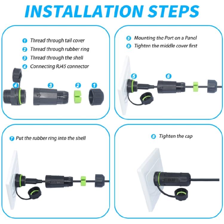 1pc/2pcs IP68 Waterproof Cable Type C Female Connectors for Harsh Environment and Quick Installation Outdoor Use