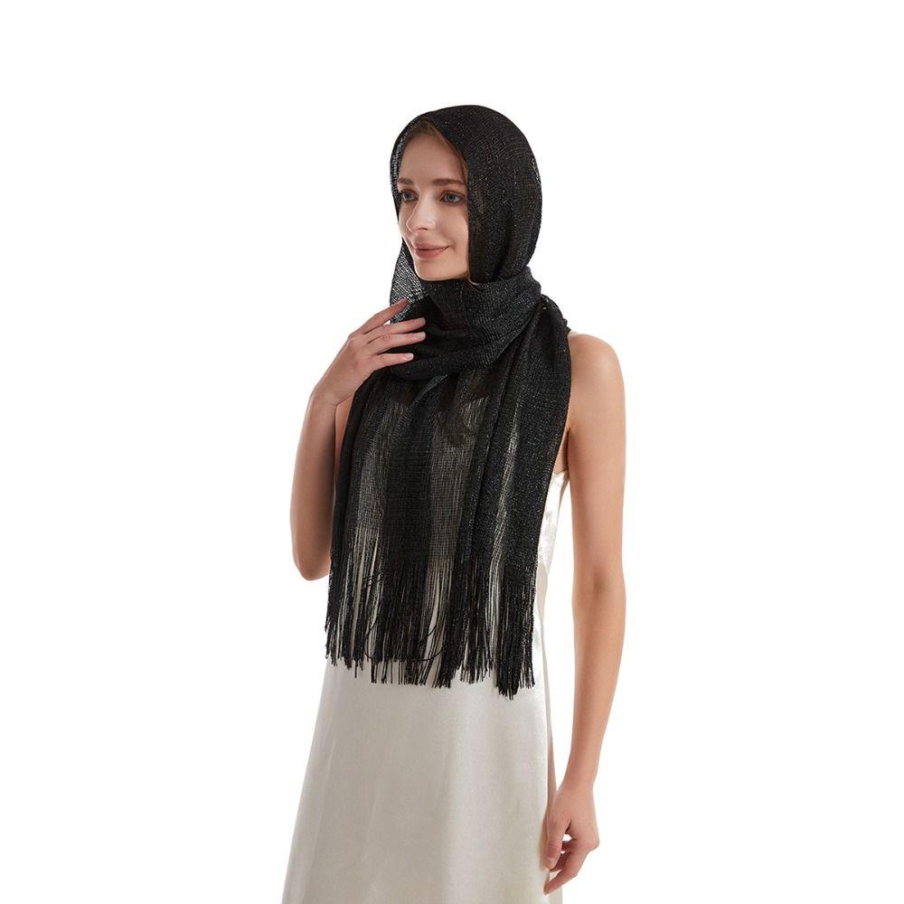 

Длинные кисточки шали яркая шелковая бандана модный платок тюрбан для женщин