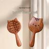 3-Piece Golden Sandalwood Comb Set: Cute Kitten Face, Round Brush, Solid Wood Meridian Comb
