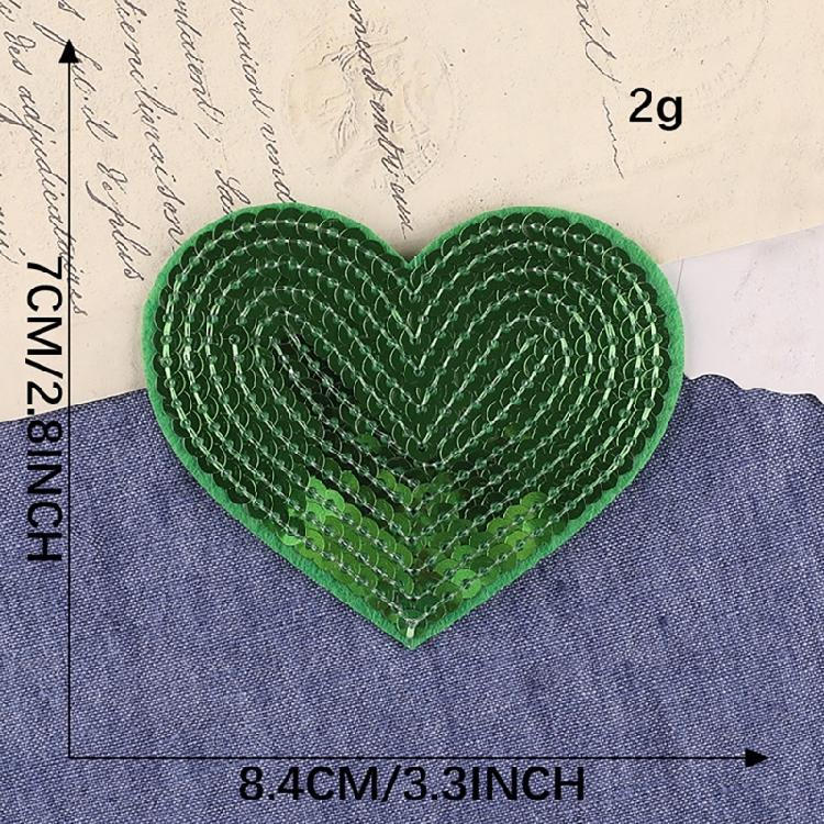 10 Pcs Embroidered Patches Heart Shape Iron on Patches Sewing on Applique Sequins Patches for Hat