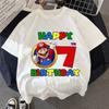 Cartoon Super Marios Birthday Tshirt for Boys Girls 38 Years Party Wear Supplies Clothes Cotton Shirts Baby Shower Clothing