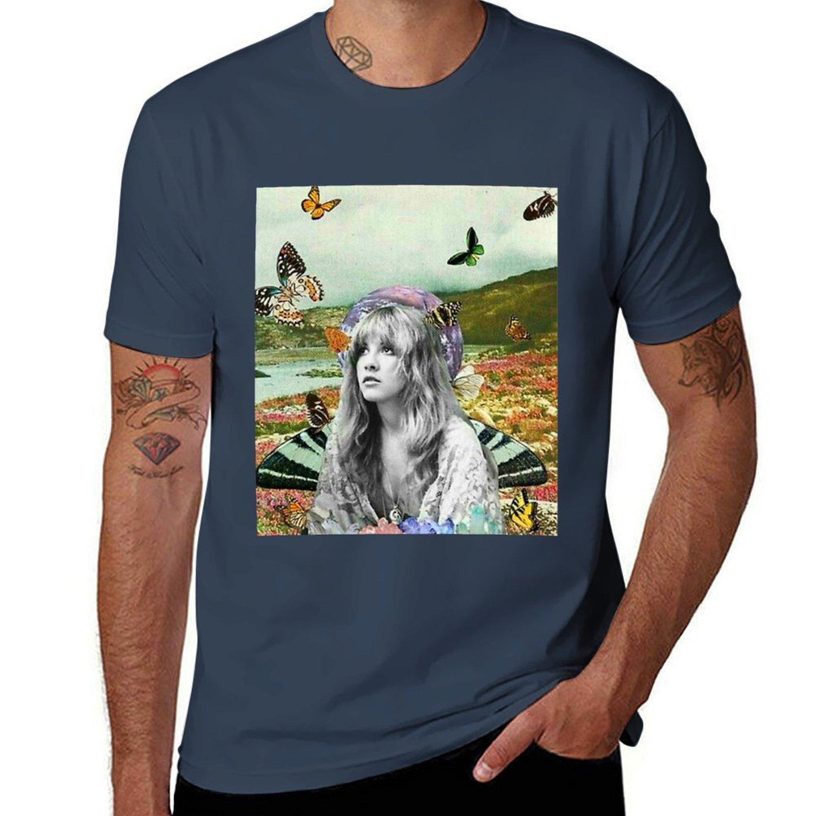 the woman is and butterfly TShirt Fashion Print Casual Short Sleeve S