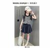 Girls' summer outfit set 2026 new stylish children's summer striped vest, girls' casual pleated skirt two-piece set
