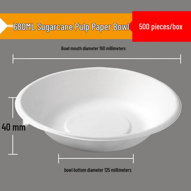 680ml Disposable Round White Paper Bowls with Lids