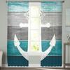 Vintage Farm Barn Wood Grain Boat Anchor Sheer Curtains for Living Room Modern Bedroom Voile Tulle Curtain Window Drapes
