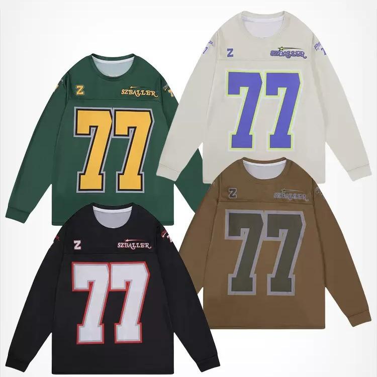 

Men s Quick-Dry No. 77 Long Sleeve Basketball Training Jersey 2XL брудно-білий