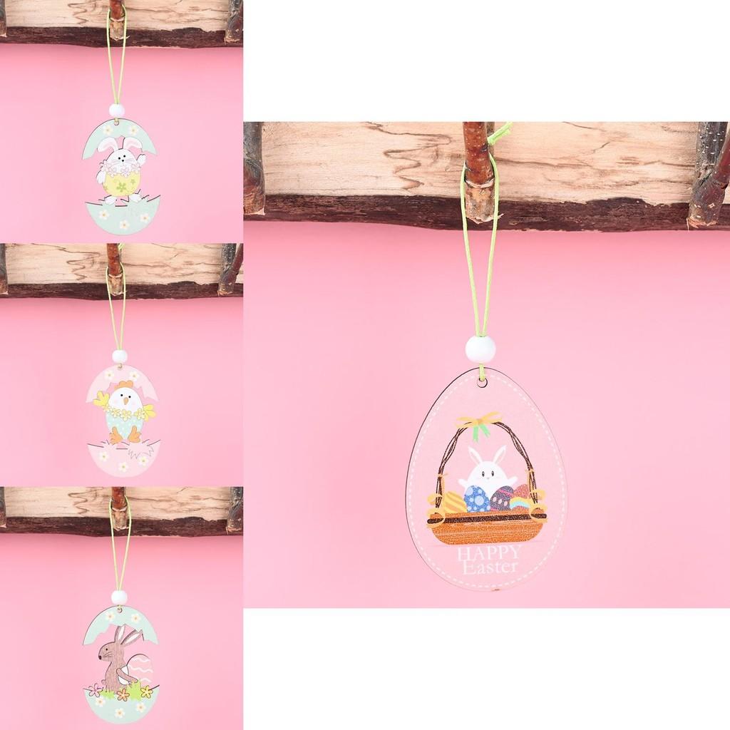 Easter Wooden Enchanting Hanging Decorations Including Cute Rabbit And Designs Chick