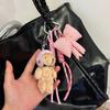 Stylish Plush Helmet Bear Keychain with bowknot Keychain Perfect For Backpacks Luggage Fashionable Daily Companion