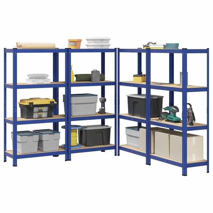 VidaXL Étagères de rangement à 4 niveaux 4 pcs acier bois d'ingénierie, étagère de garage, étagère de rangement de garage, 3307581